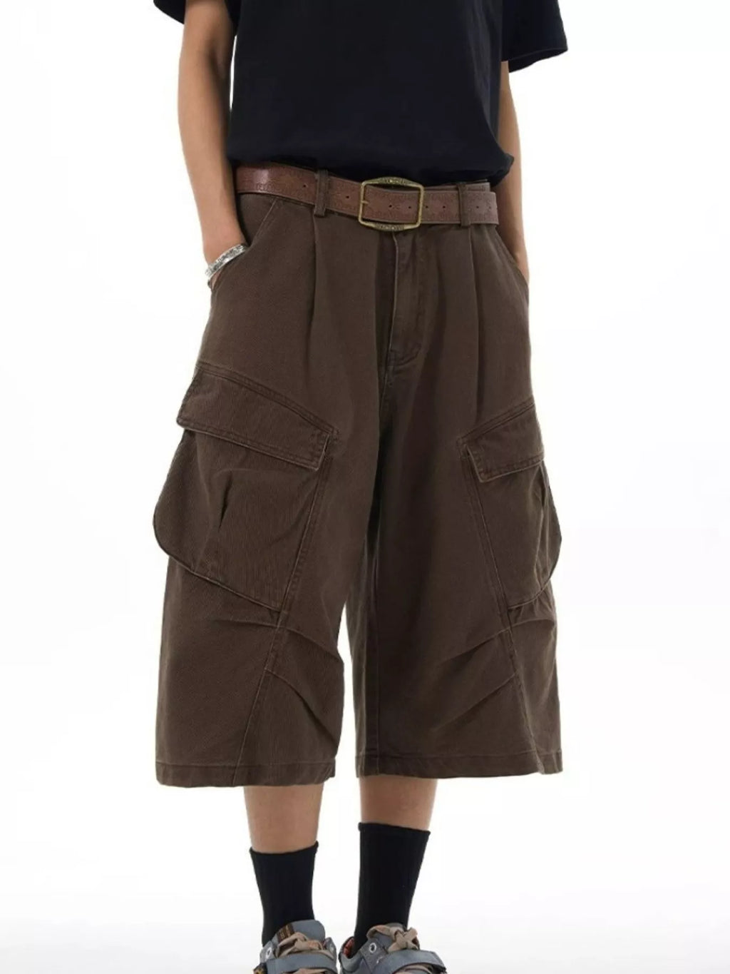 Men's Plus Size Loose-Fit Cargo Capris Pants