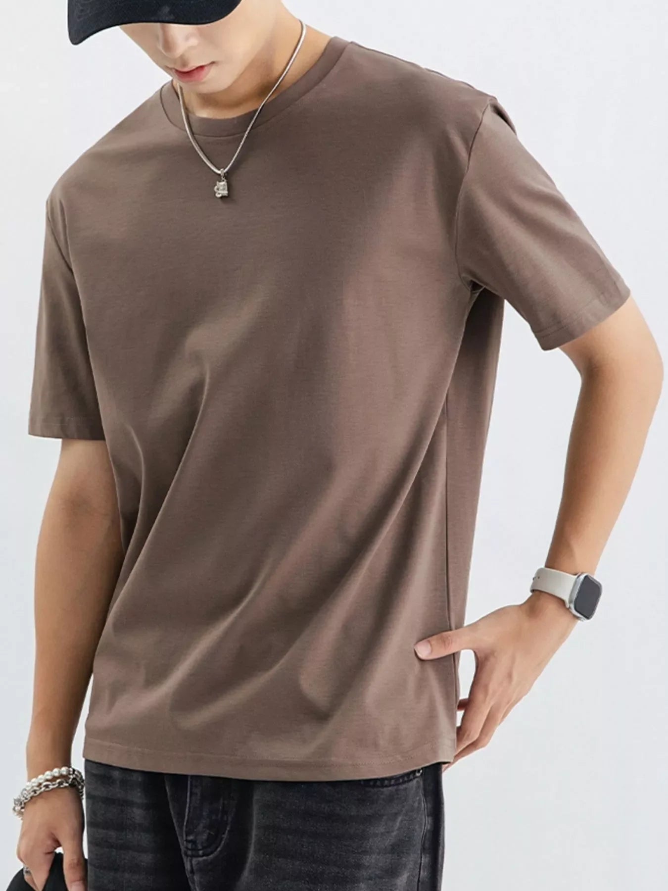 Men's Plus Size Casual Solid Color T-Shirt