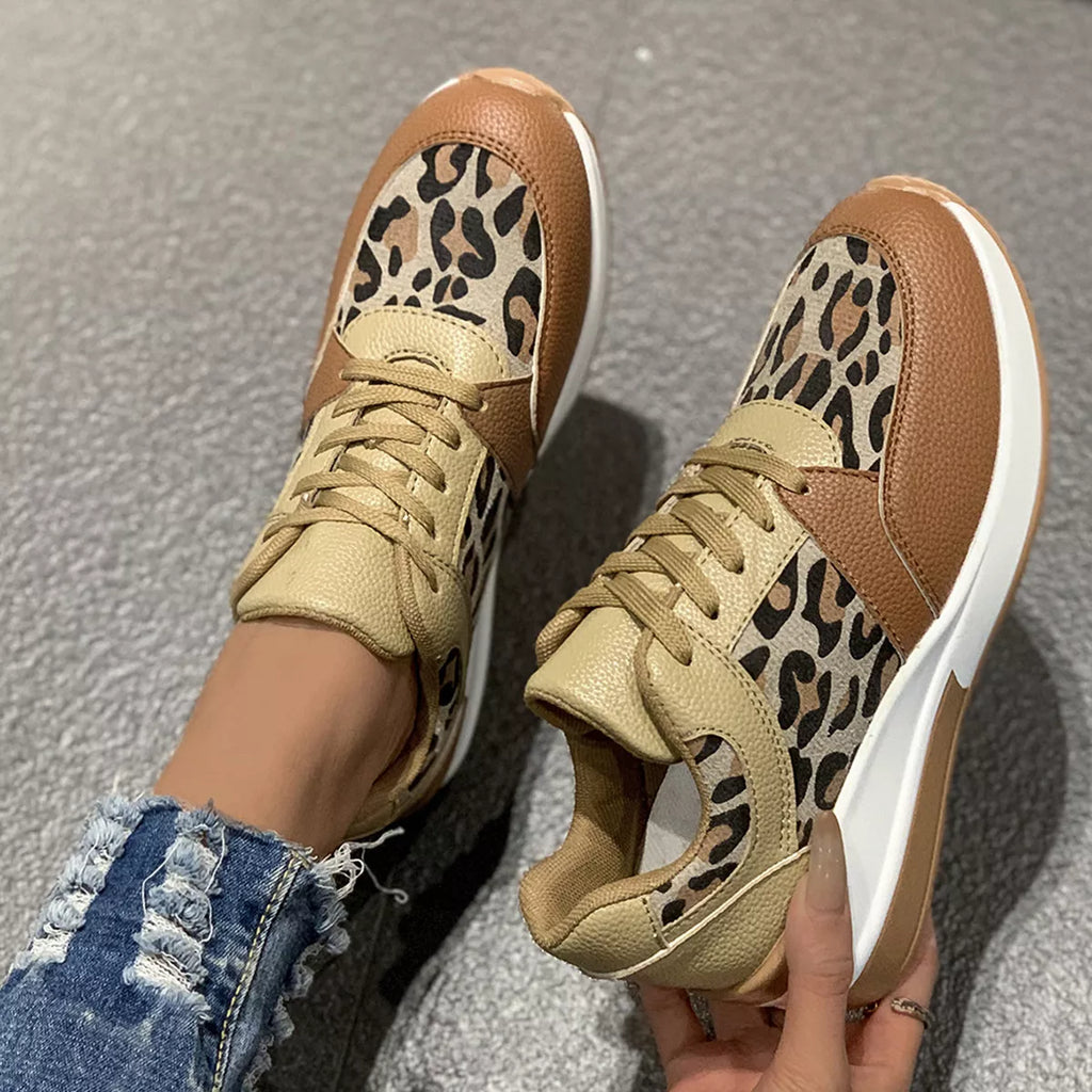 Leopard Lace Up Sneakers