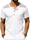 Men's Full Size Casual Henley T-Shirt with Pocket Plus Size