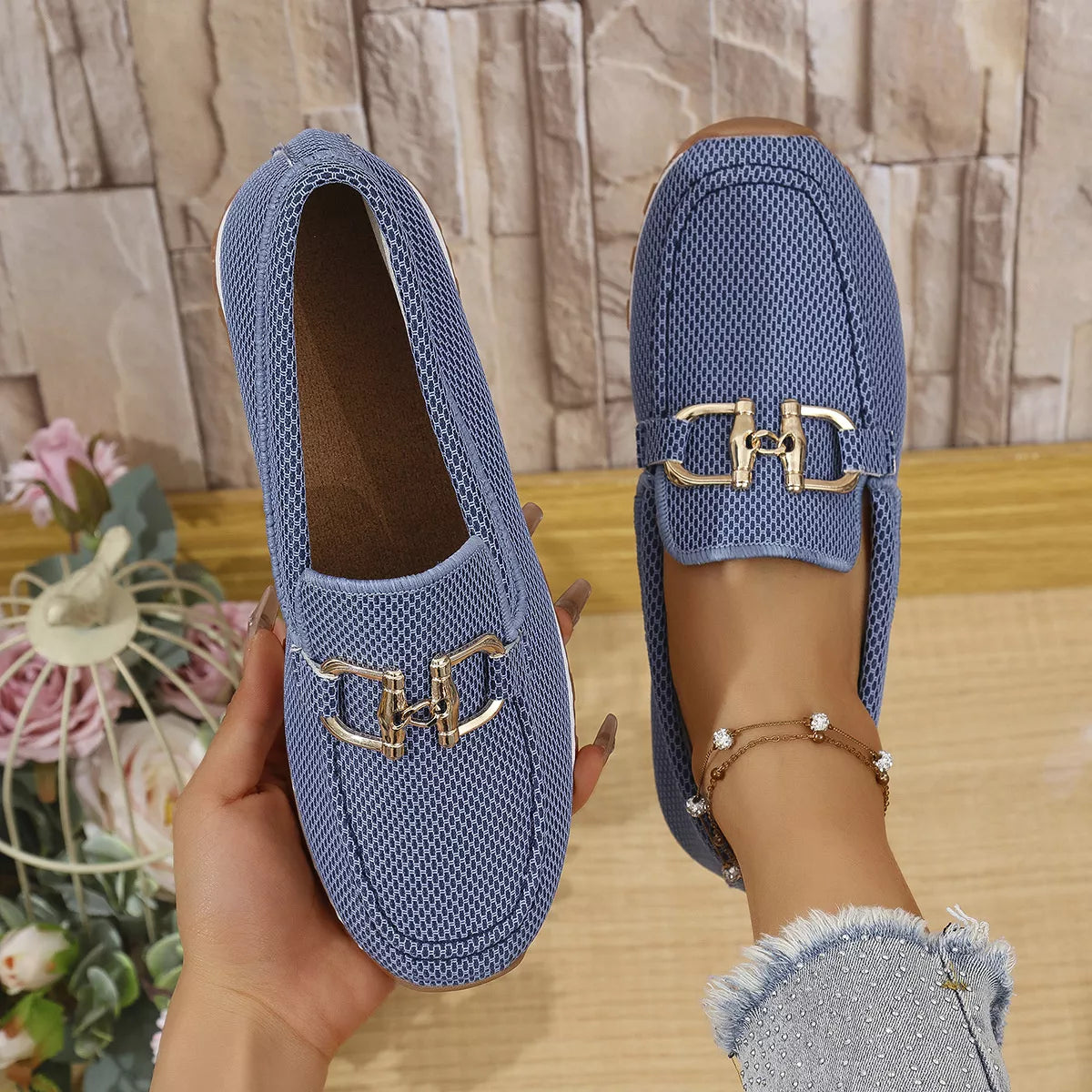 Mesh Round Toe Slip-Ons