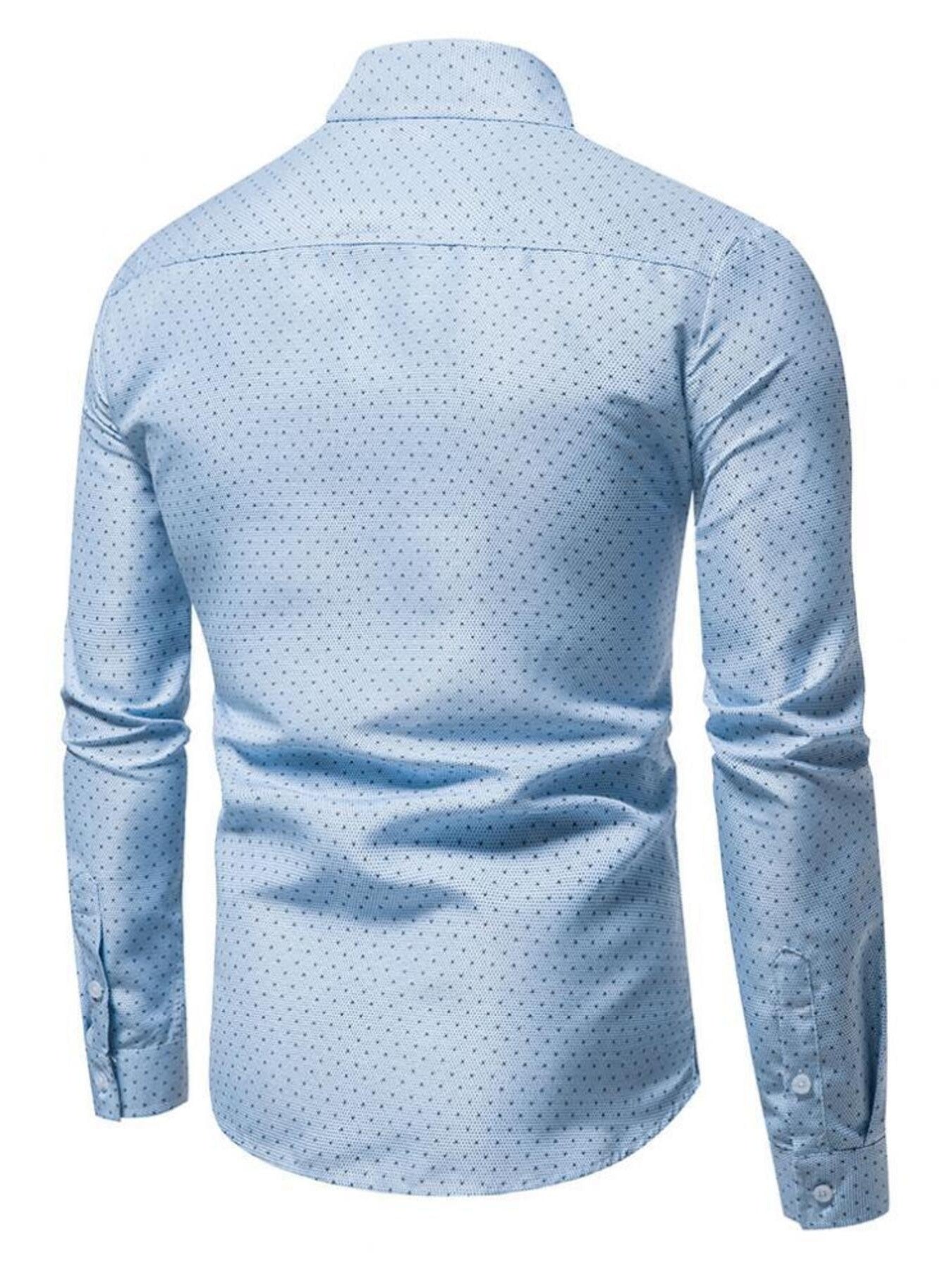 Men's Slim Fit Dotted Pattern Long Sleeve Shirt