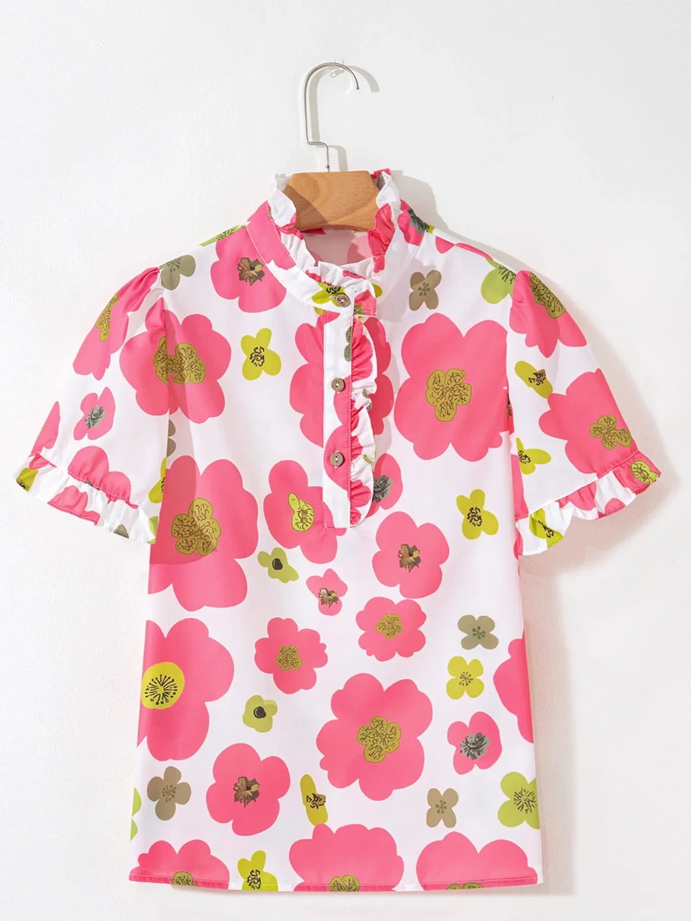 Floral Print Short Sleeve Blouse