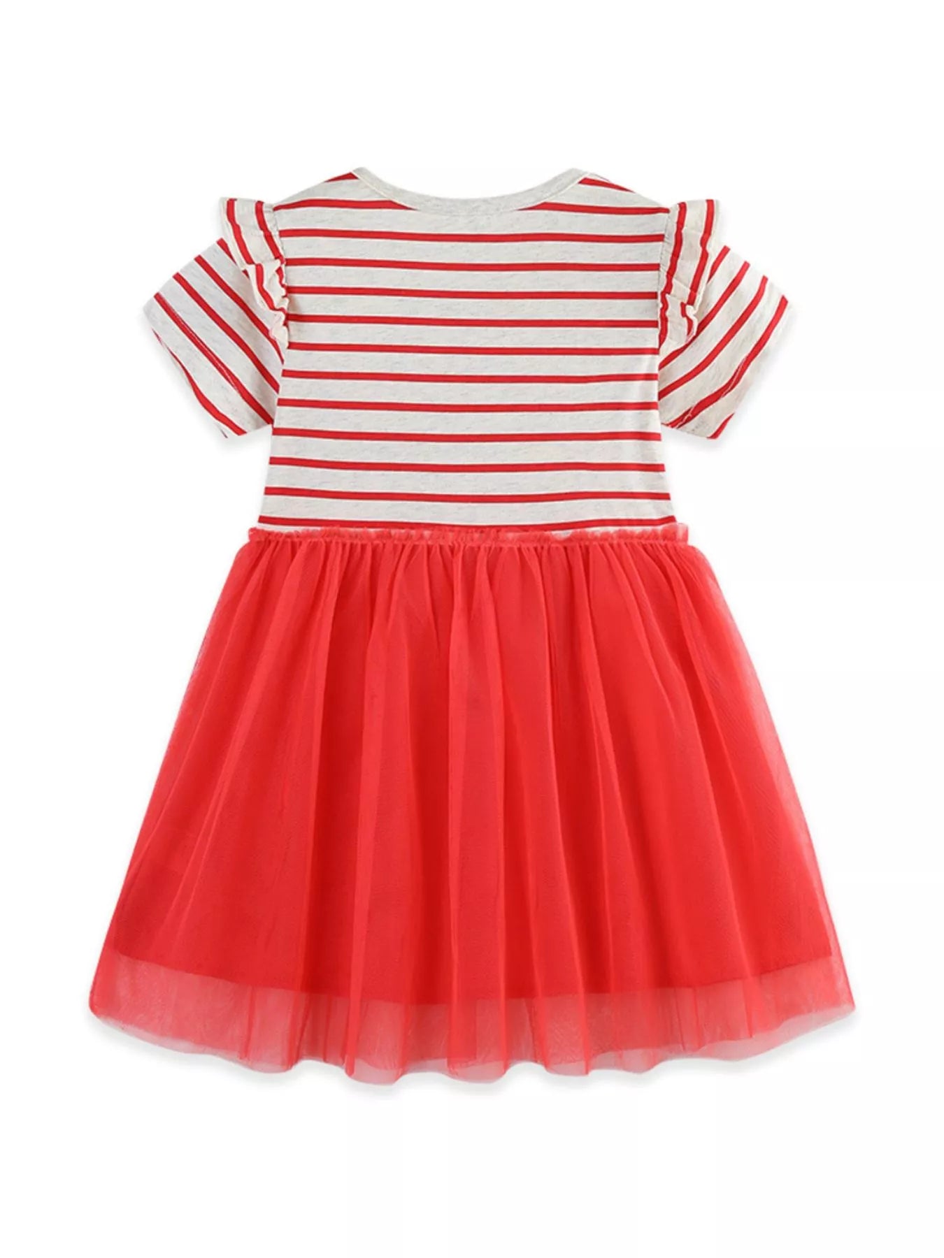 Children's Striped Short Sleeve Tulle Dress