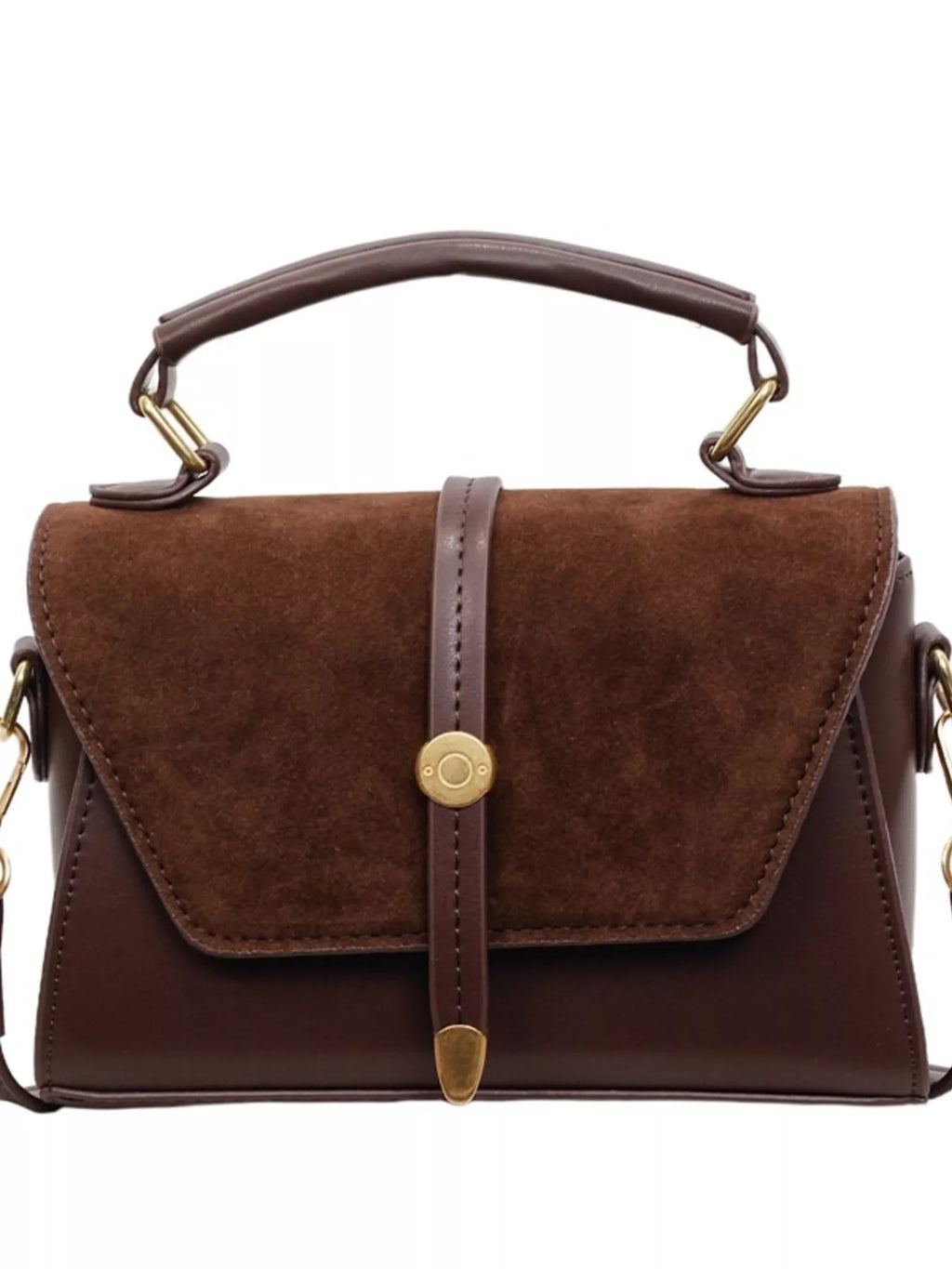 Vintage Suede Flap Crossbody Bag