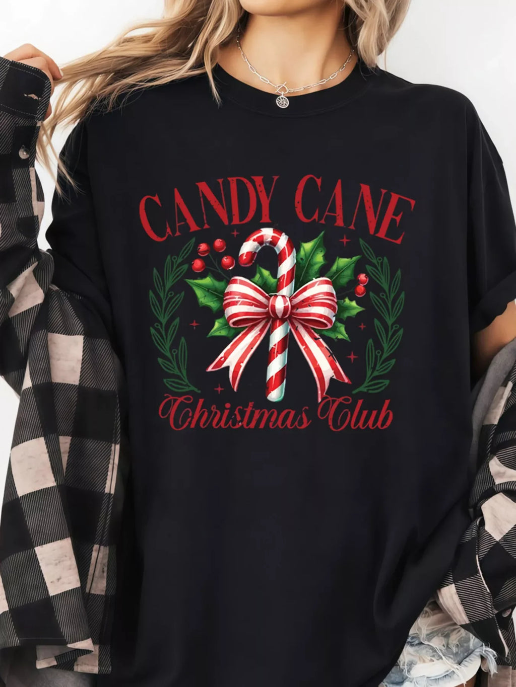 Candy Cane Christmas Club Custom Graphic T Shirt