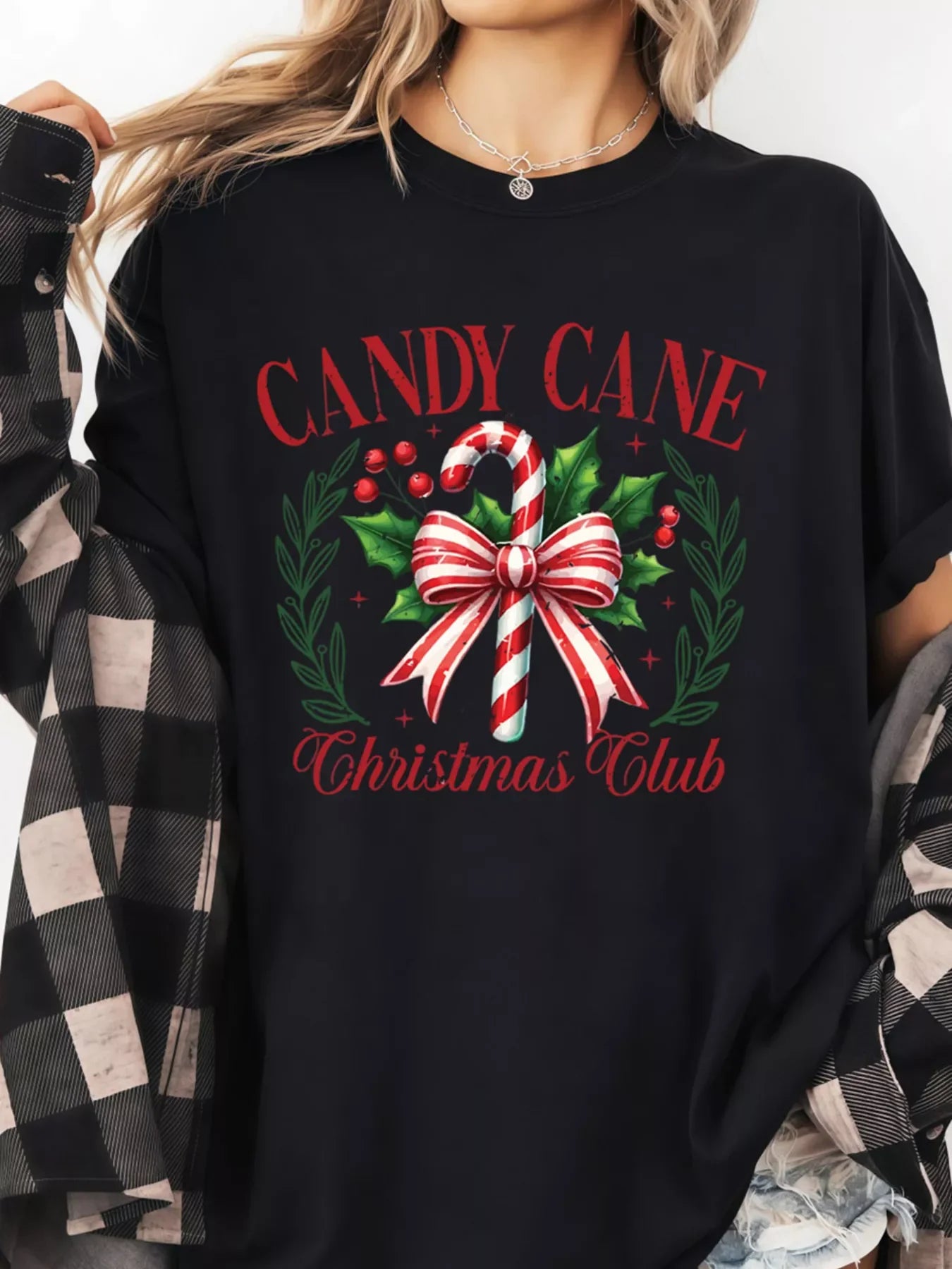 Candy Cane Christmas Club Custom Graphic T Shirt