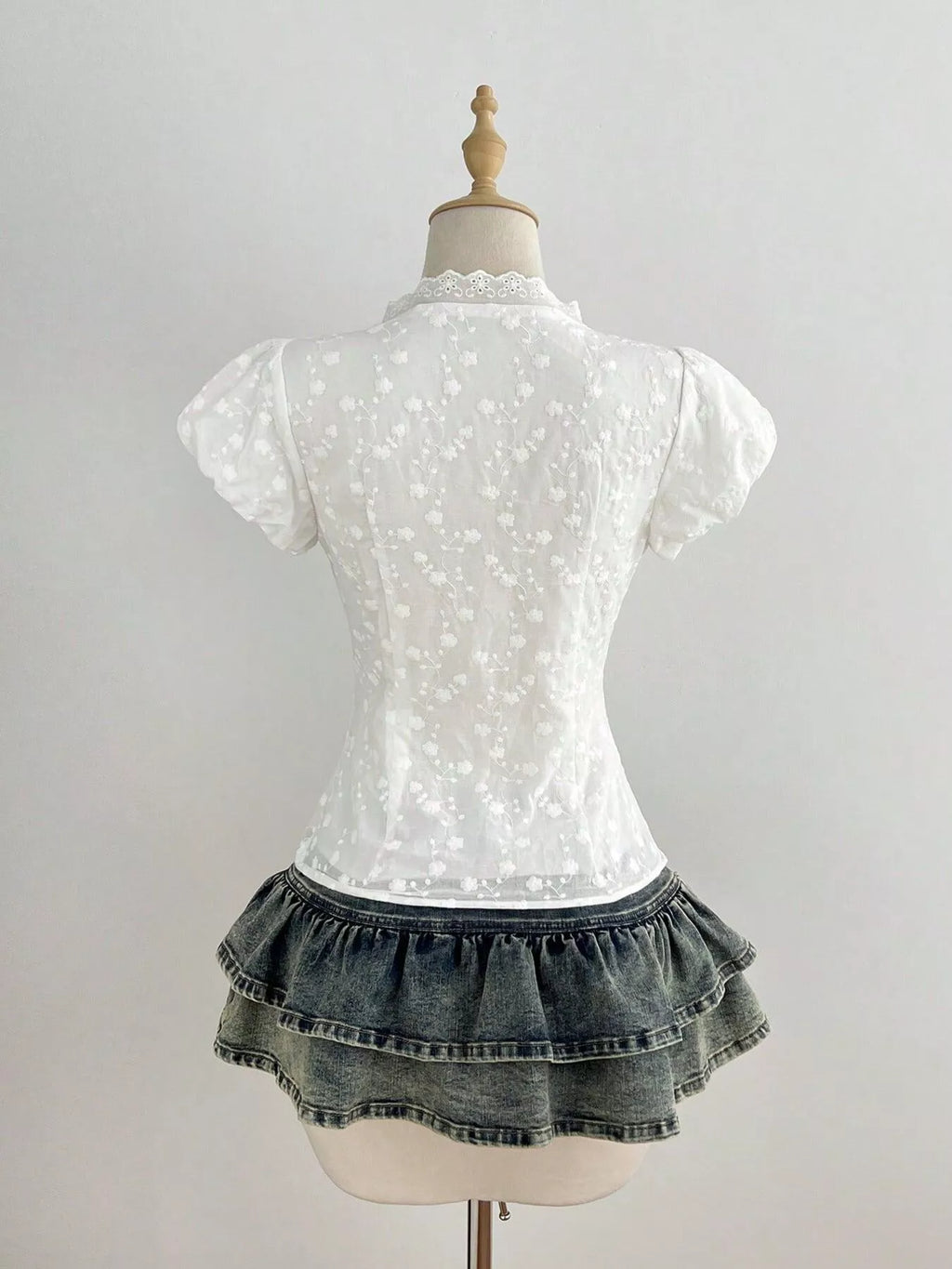 Lace Detail Bow Front Blouse