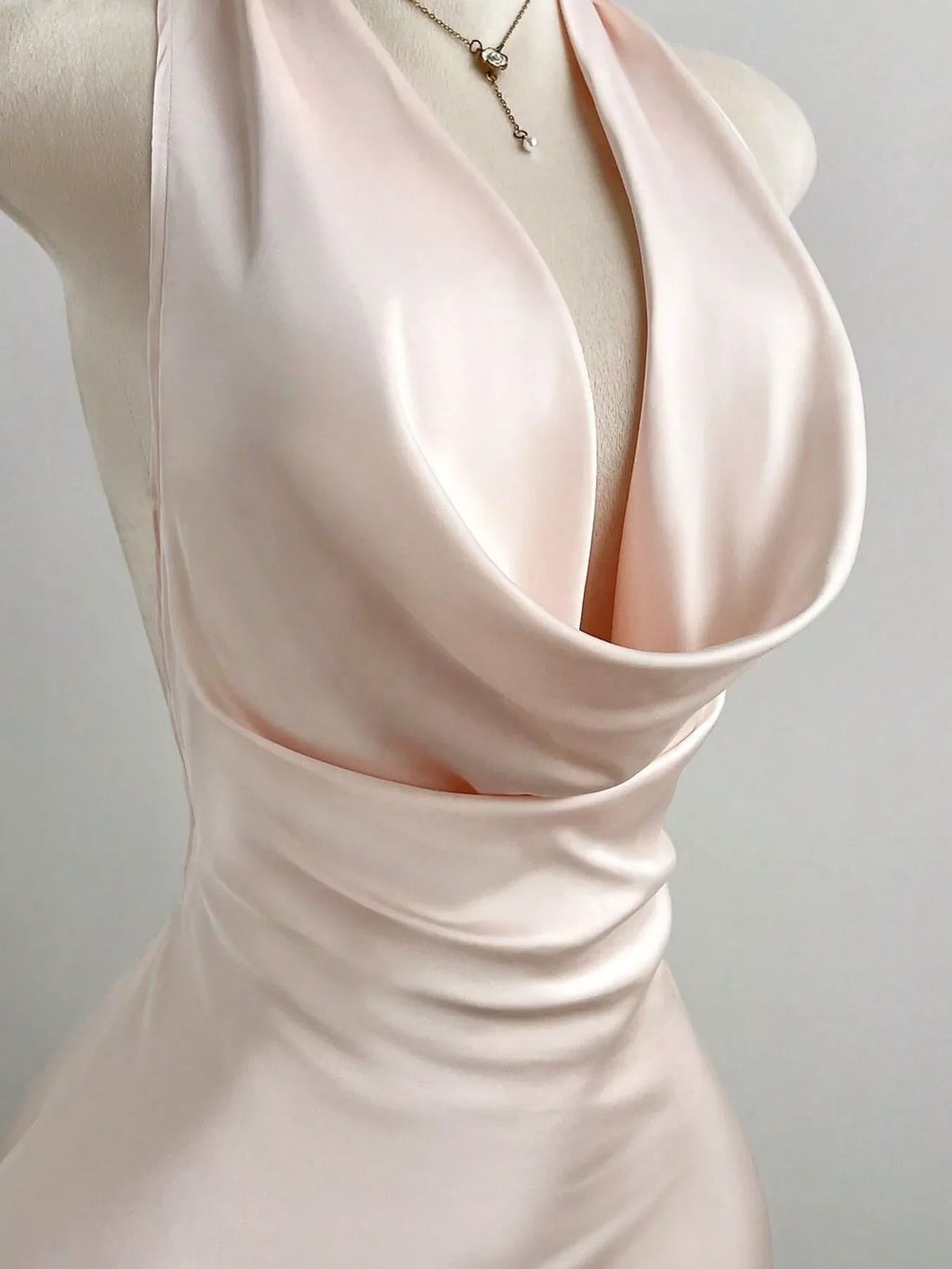 Satin Backless Halter Neck Dress