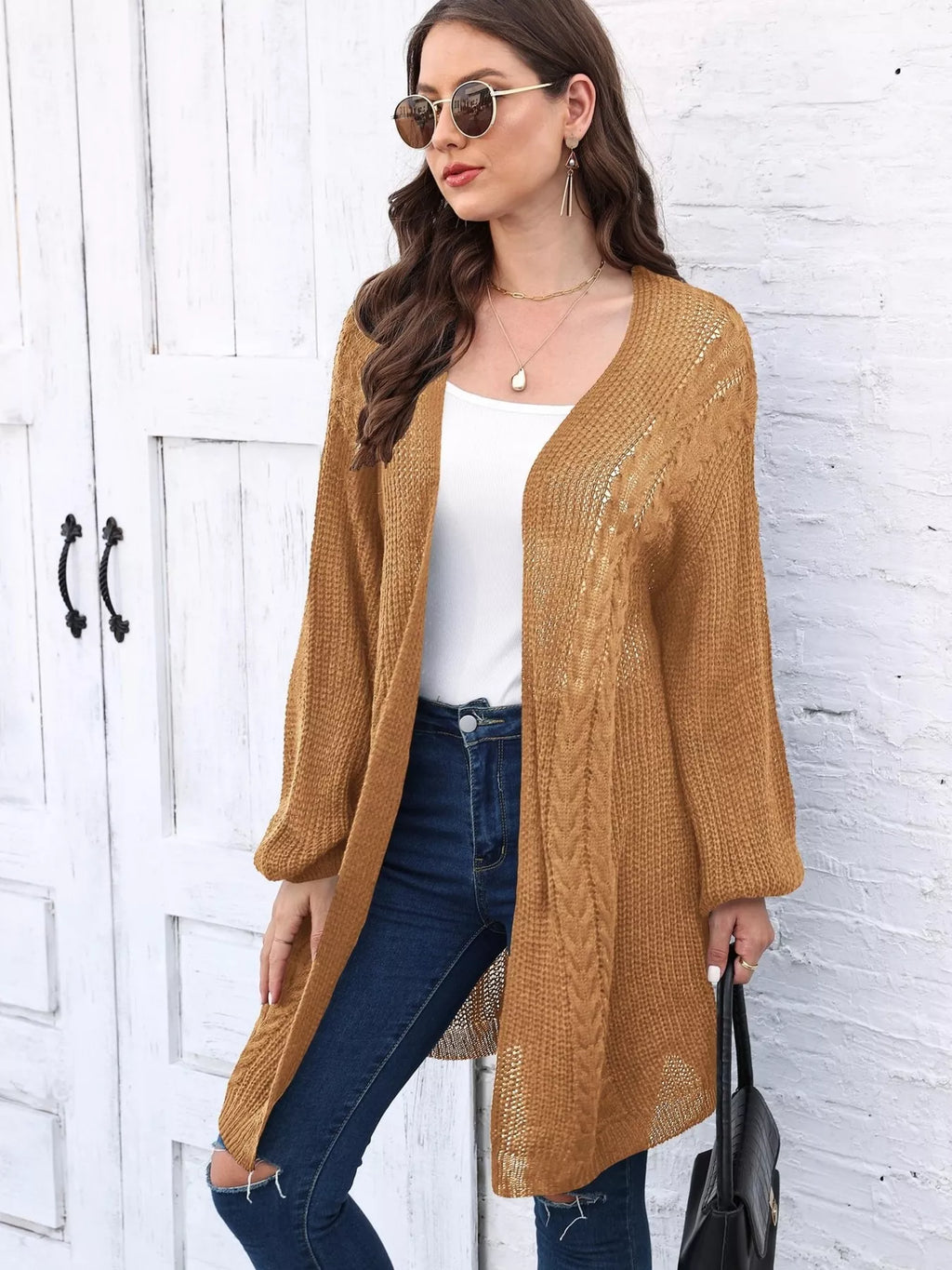 Open Front Long Sleeve Cardigan
