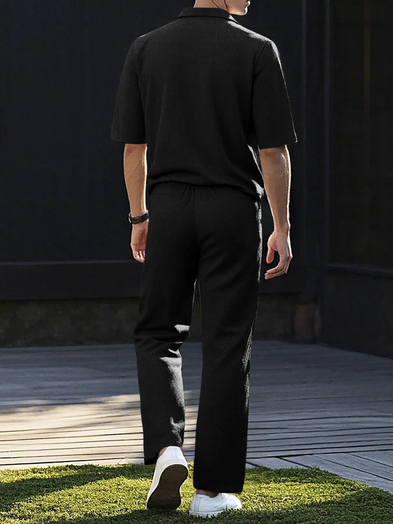 Men's Full Size Short Sleeve Top and Pants Set Plus Size