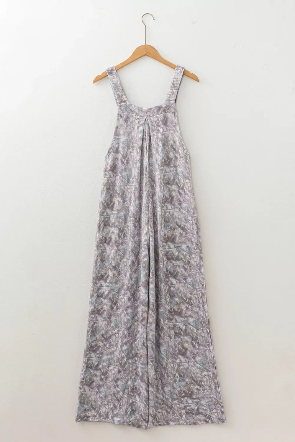 Camouflage Twist Ribbed Sleeveless Full-Length Casual Jumpsuit