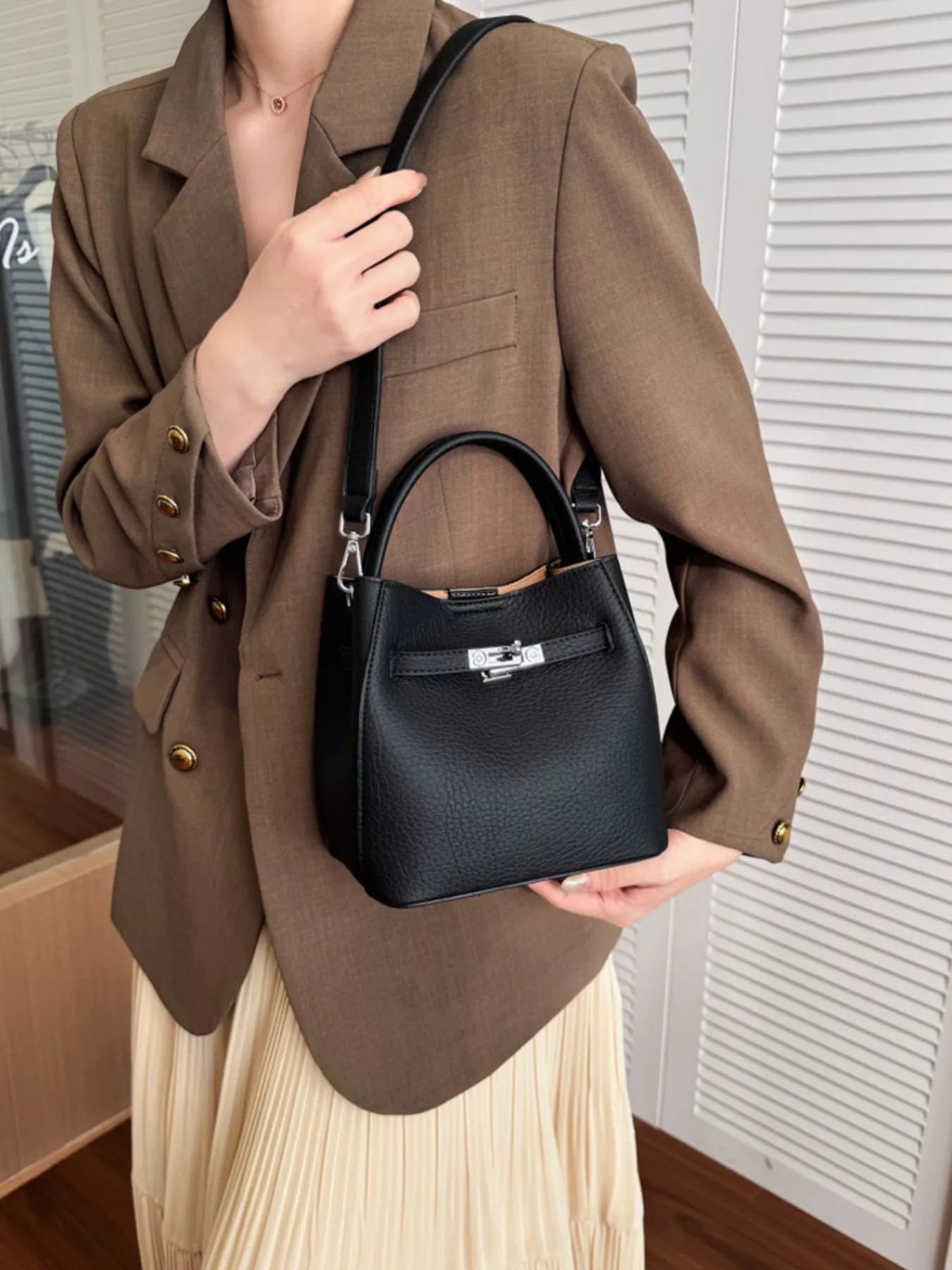 Leather Top Handle Crossbody Bag