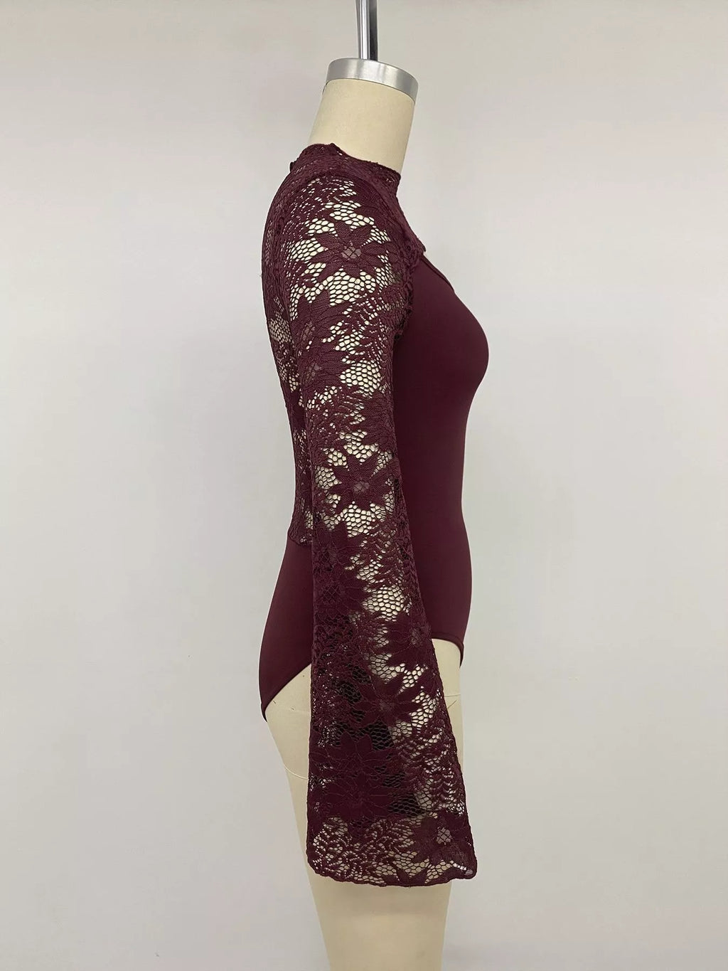 Lace Cut-out Flare Sleeve Bodysuit
