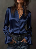 Button Up Flounce Sleeve Shirt