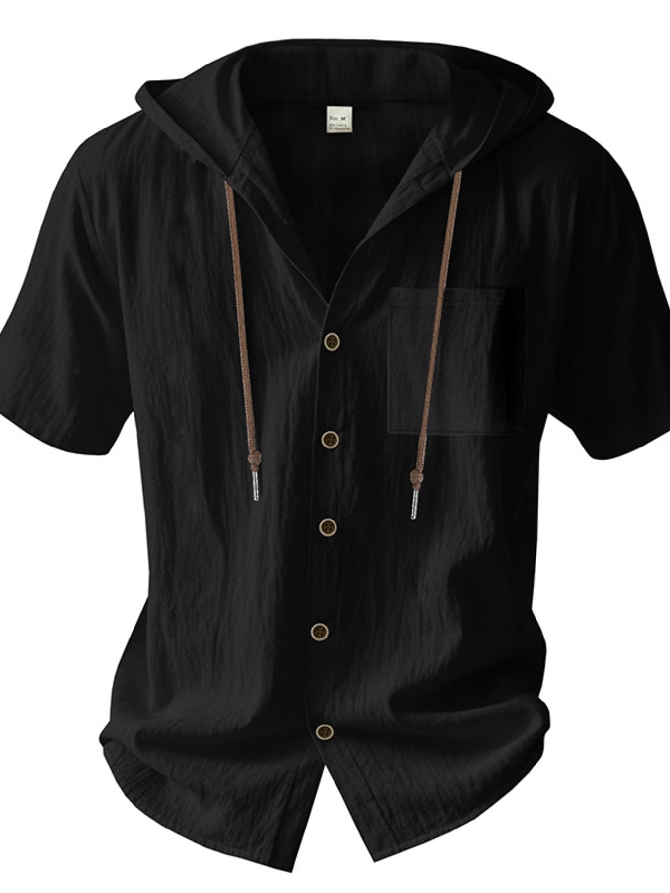 Men's Full Size Casual Hooded Short-Sleeve Shirt Plus Size
