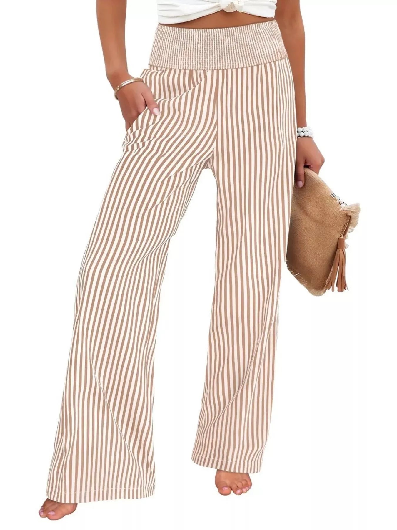 Striped Wide-Leg Pants