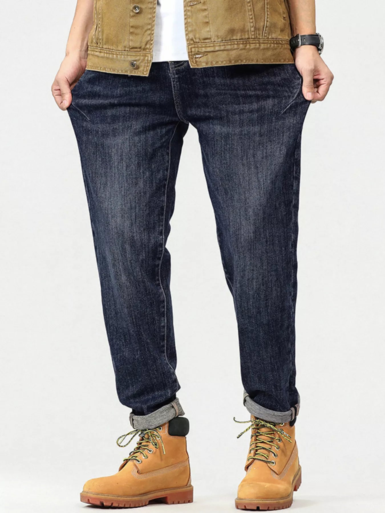 Men's Plus Size Vintage Wash Relaxed Fit Jeans