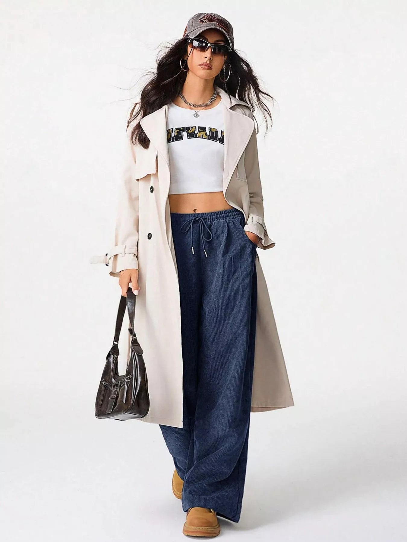 Casual Corduroy Wide Leg Pants
