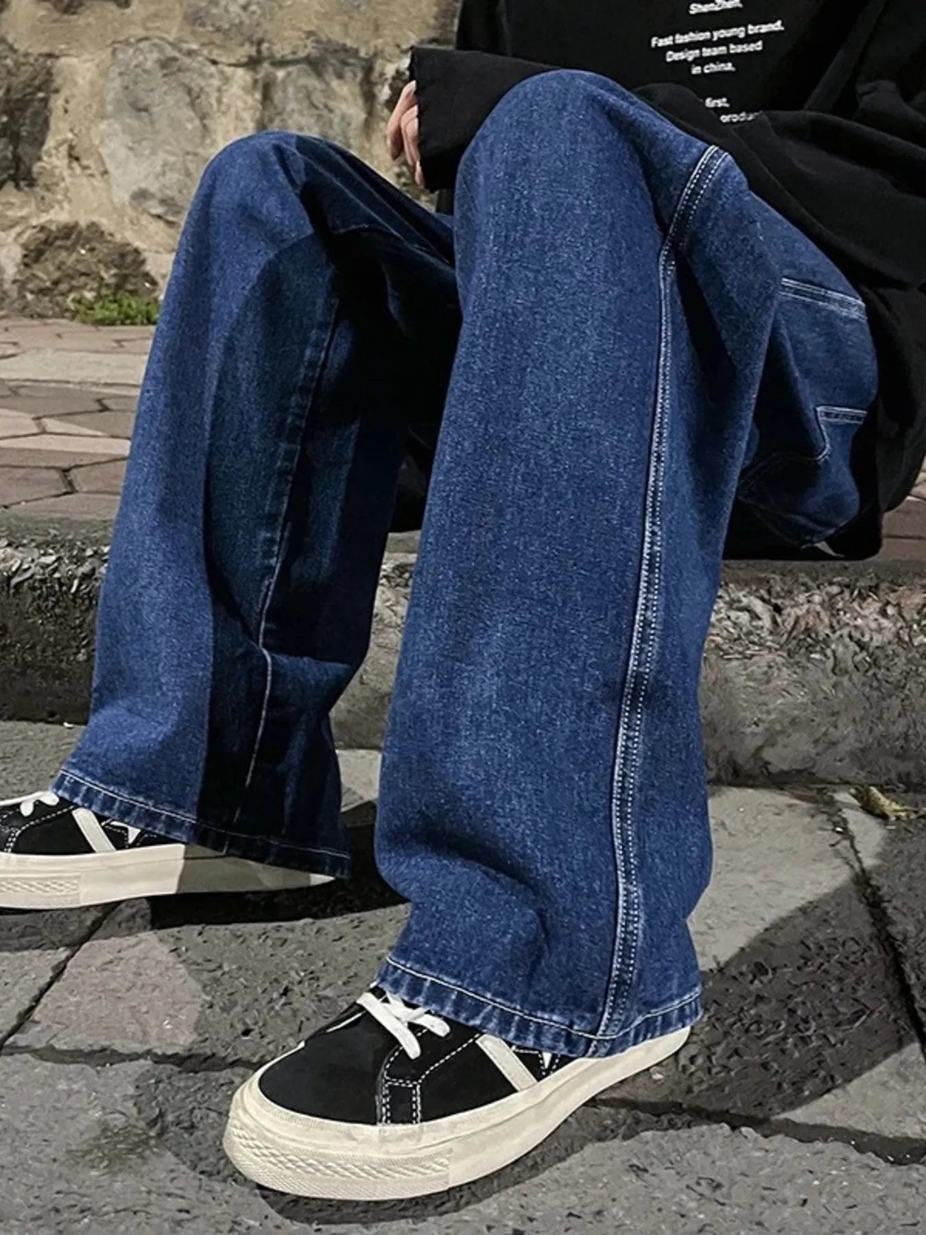 Men's Full Size Drawstring Wide Leg Jeans Plus Size