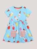 Children's Ice Cream Print Short Sleeve Dress