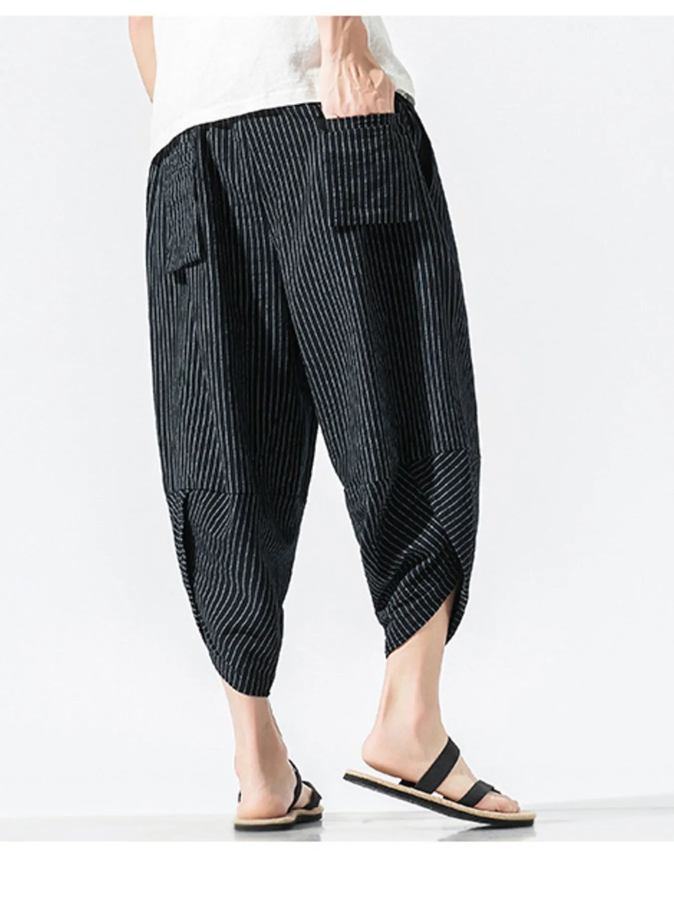 Men's Plus Size Striped Wide Leg Pants