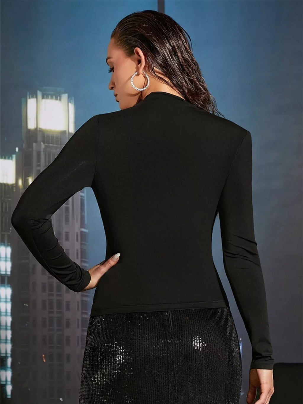 Asymmetrical Cutout Ruched Long Sleeve Top