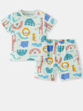 Children's Cute Cartoon Animal Print Top and Shorts Set