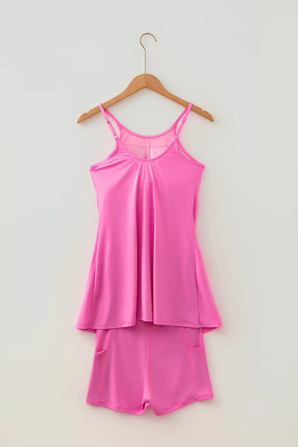 Twisted Strappy Back Active Mini Dress and Shorts Set