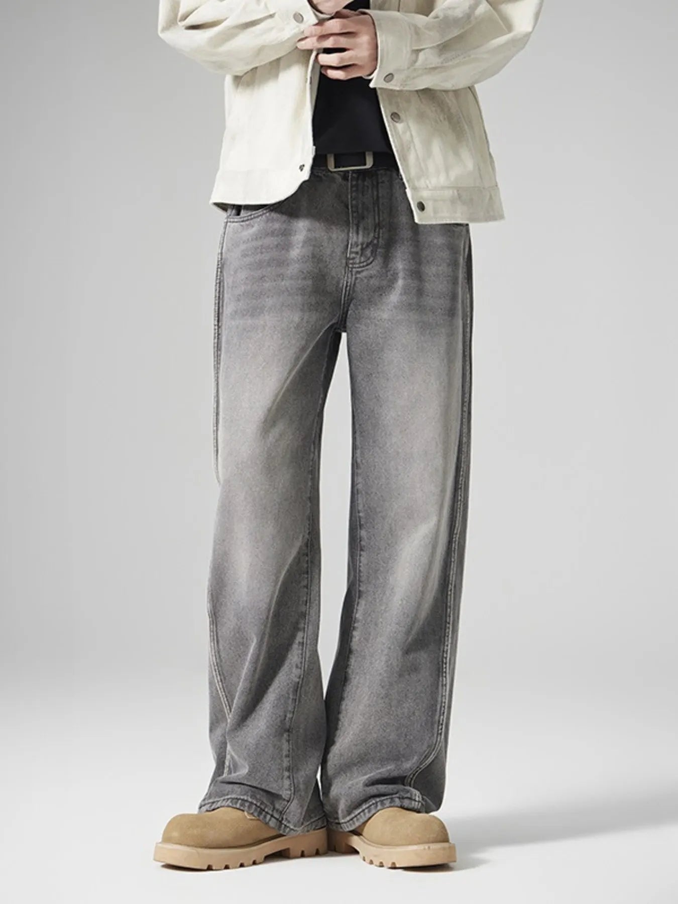 Men's Wash Wide Leg Jeans