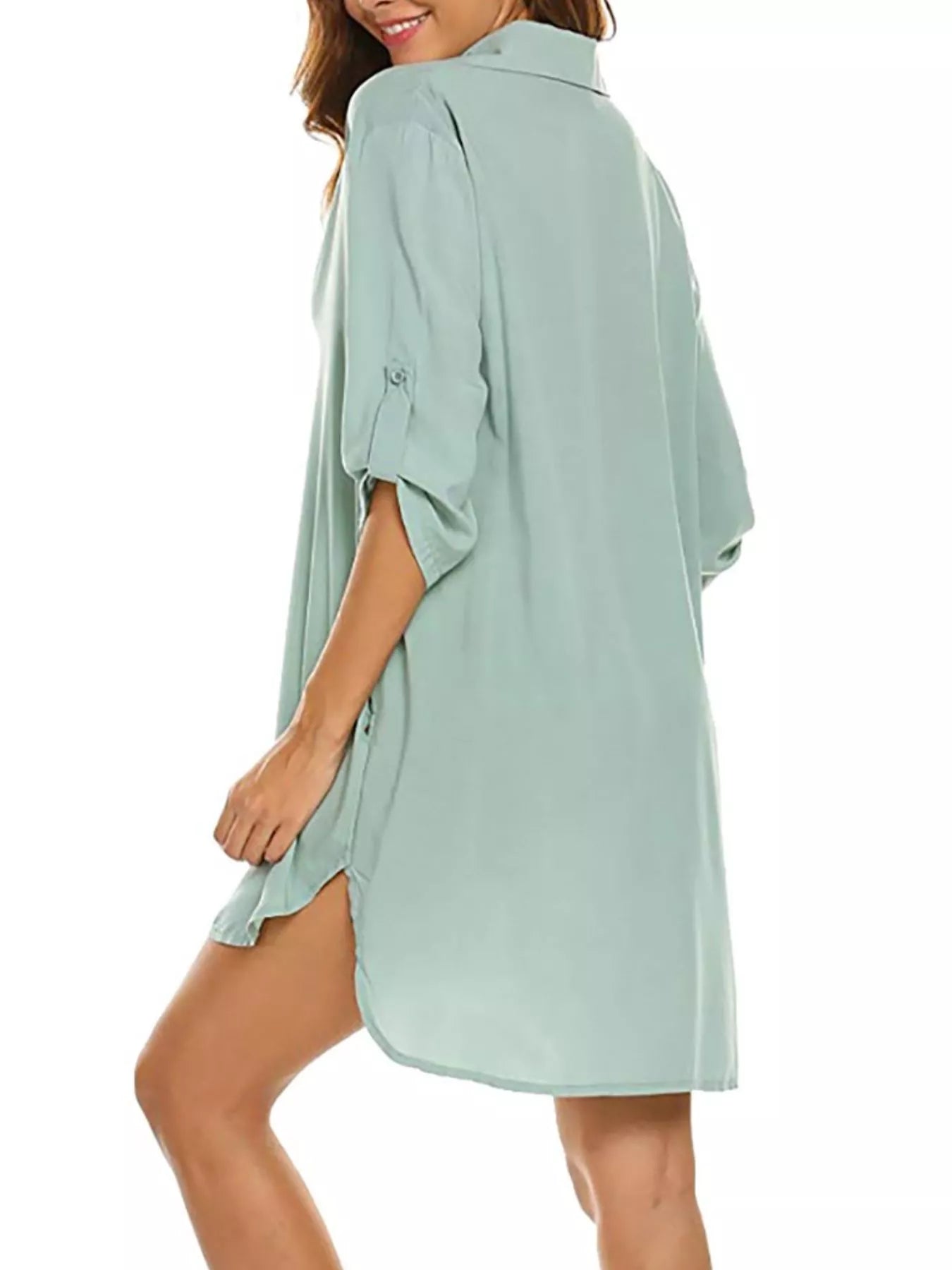 Full Size Side Slit Collared Neck Oversized Shirt Plus Size