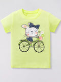 Children's Bunny Riding Bicycle Graphic T-Shirt