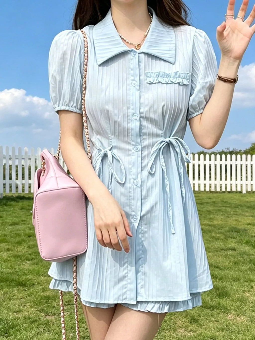 Tied Button Up Shirt and Shorts Set