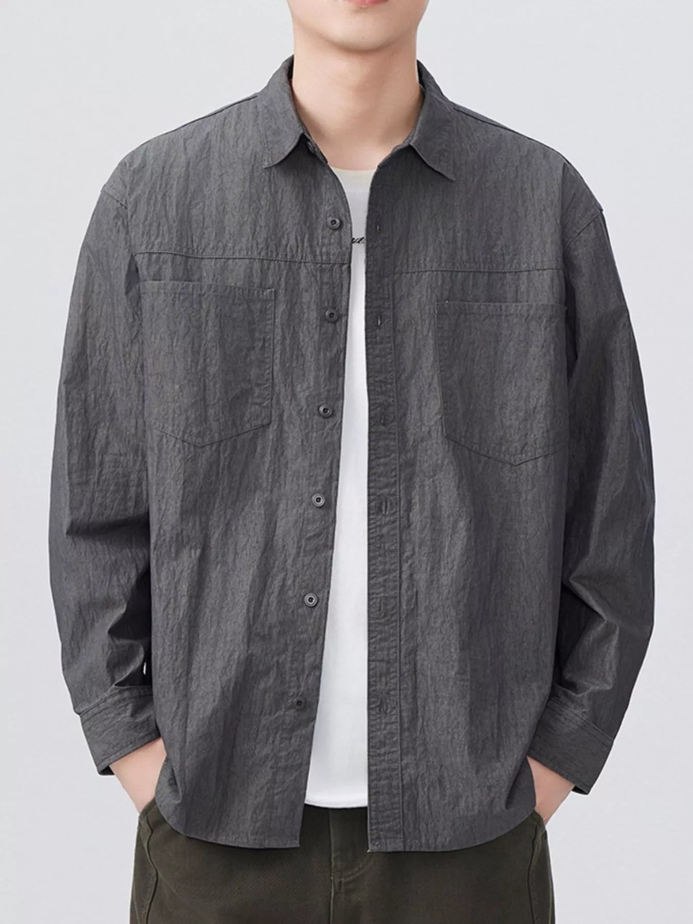 Men's Plus Size Button Up Long Sleeve Shirt