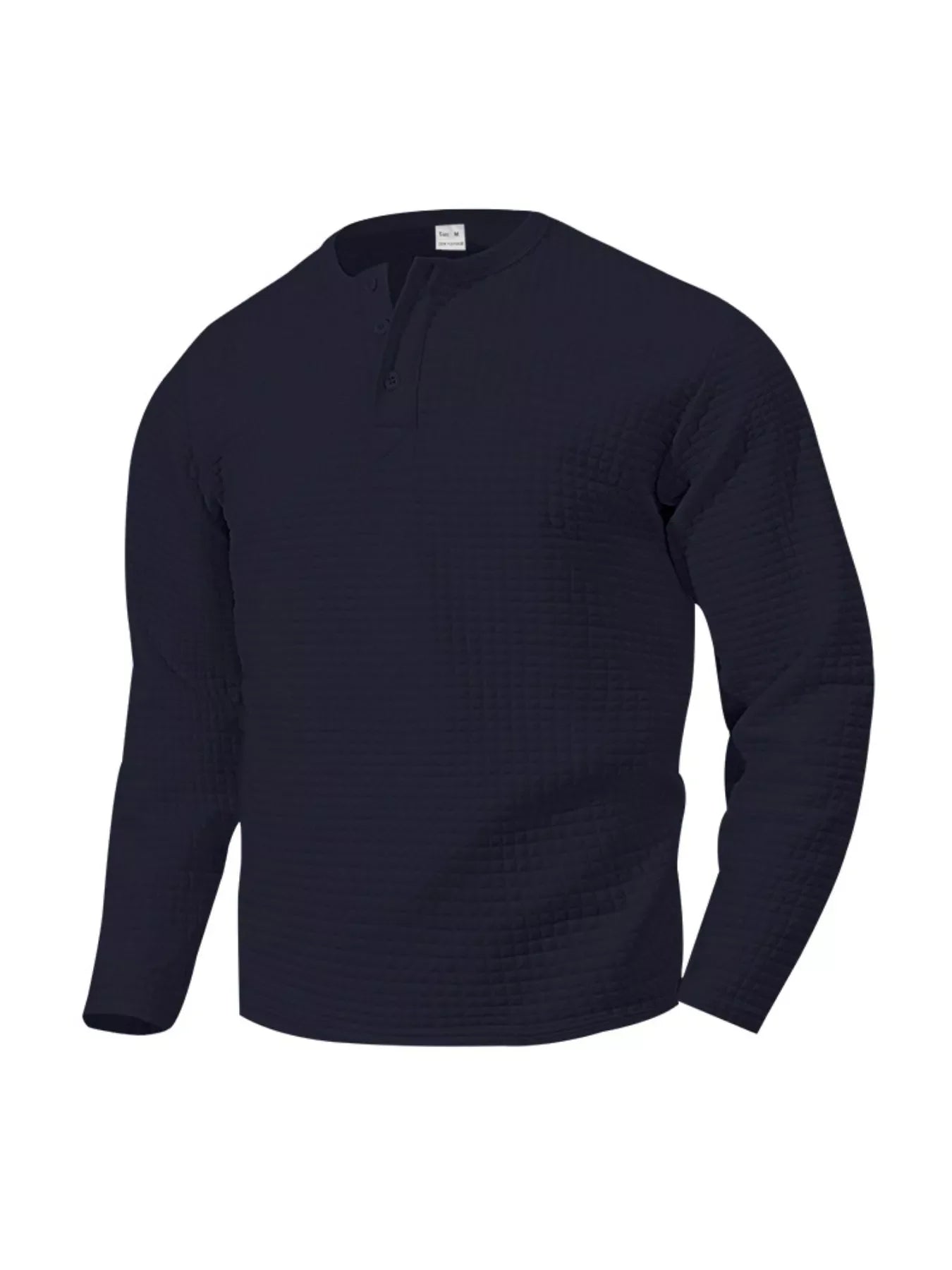 Men's Plus Size Casual Waffle Knit Henley T-Shirt