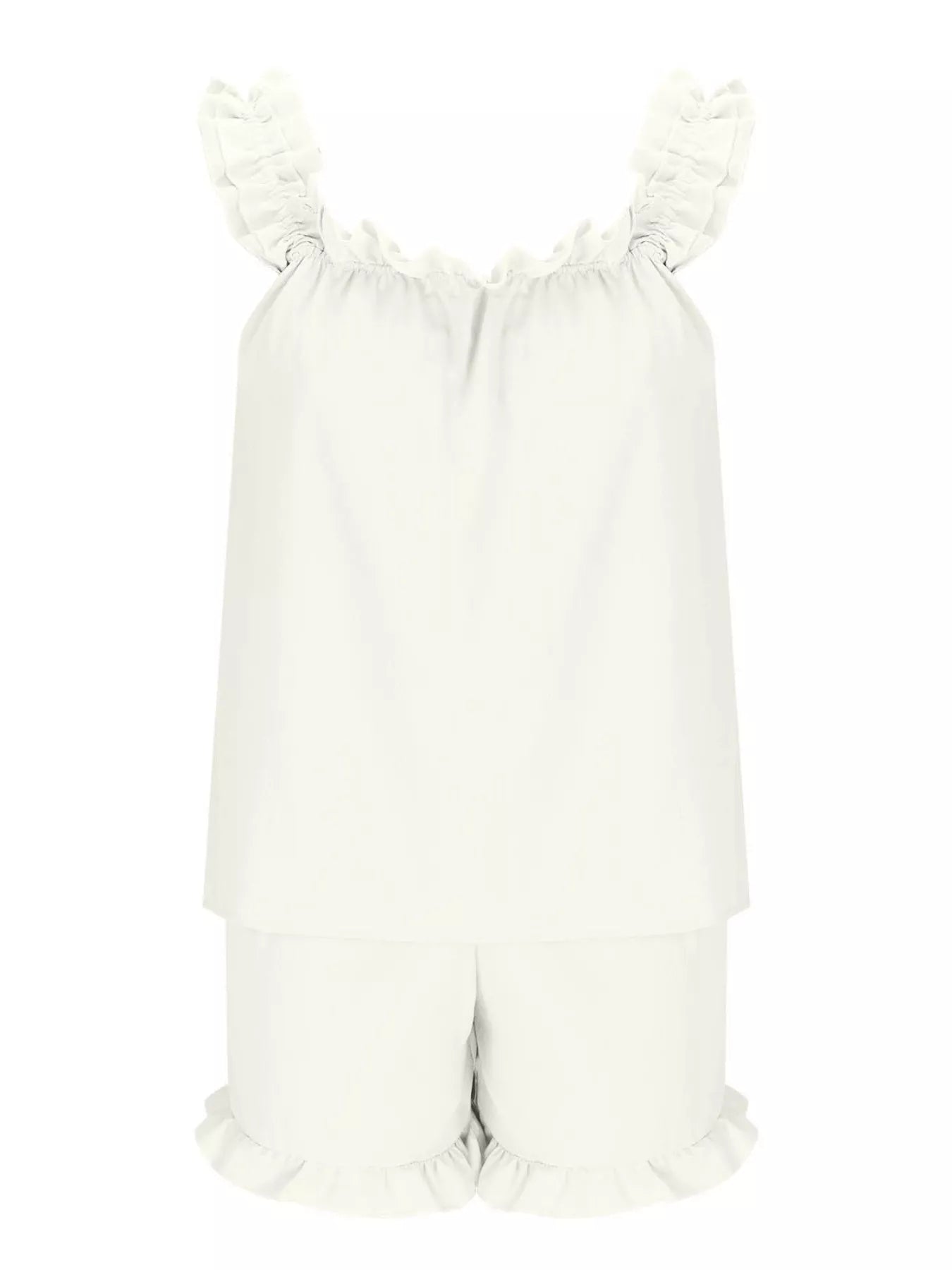 Ruffle Trim Sleeveless Top and Shorts Set