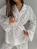 Heart Print Long Sleeve and Pants Lounge Set