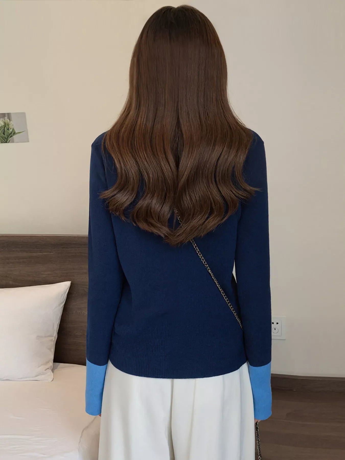 Contrast Trim Ribbed Knit Cardigan