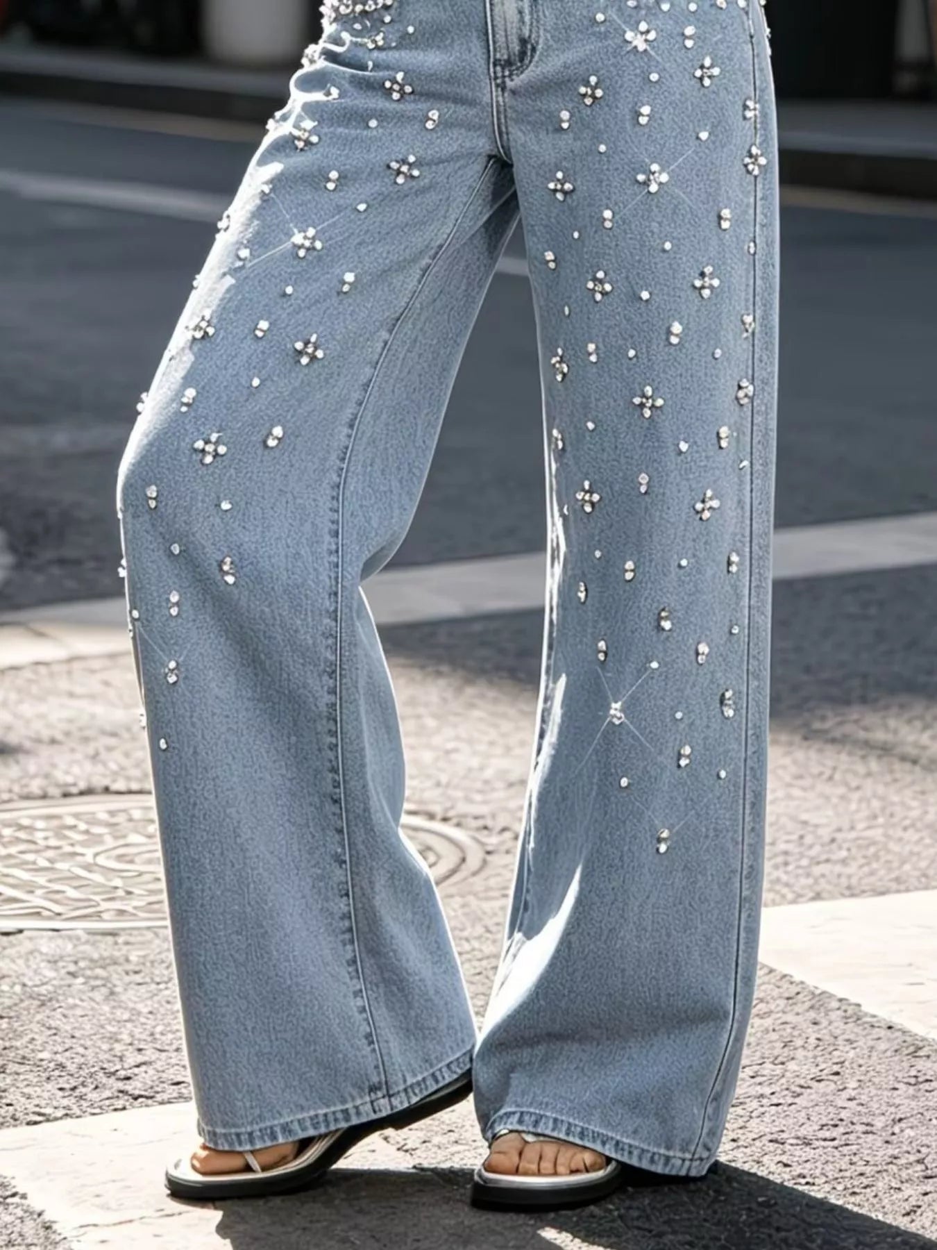 Embellished Wide-Leg Jeans