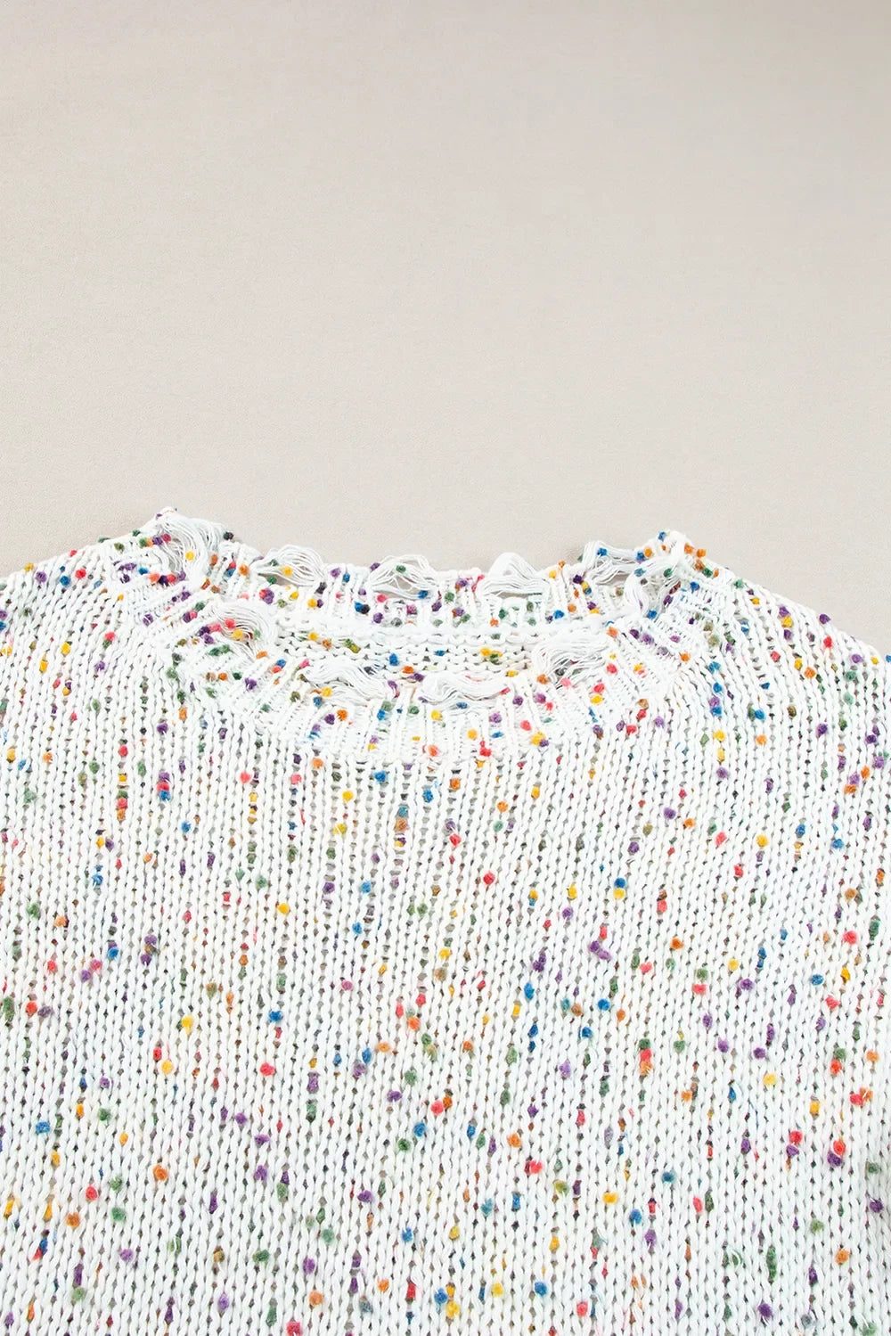 Confetti Distressed Hem Long Sleeve Sweater