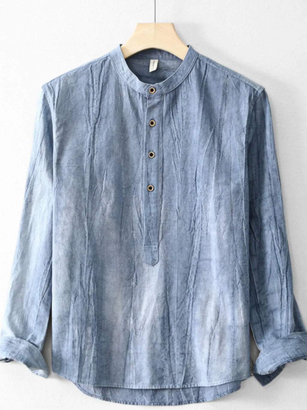 Men's Plus Size Button Front Long Sleeve Blouse