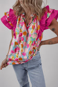 Floral Ruffle Layered Sleeve Blouse