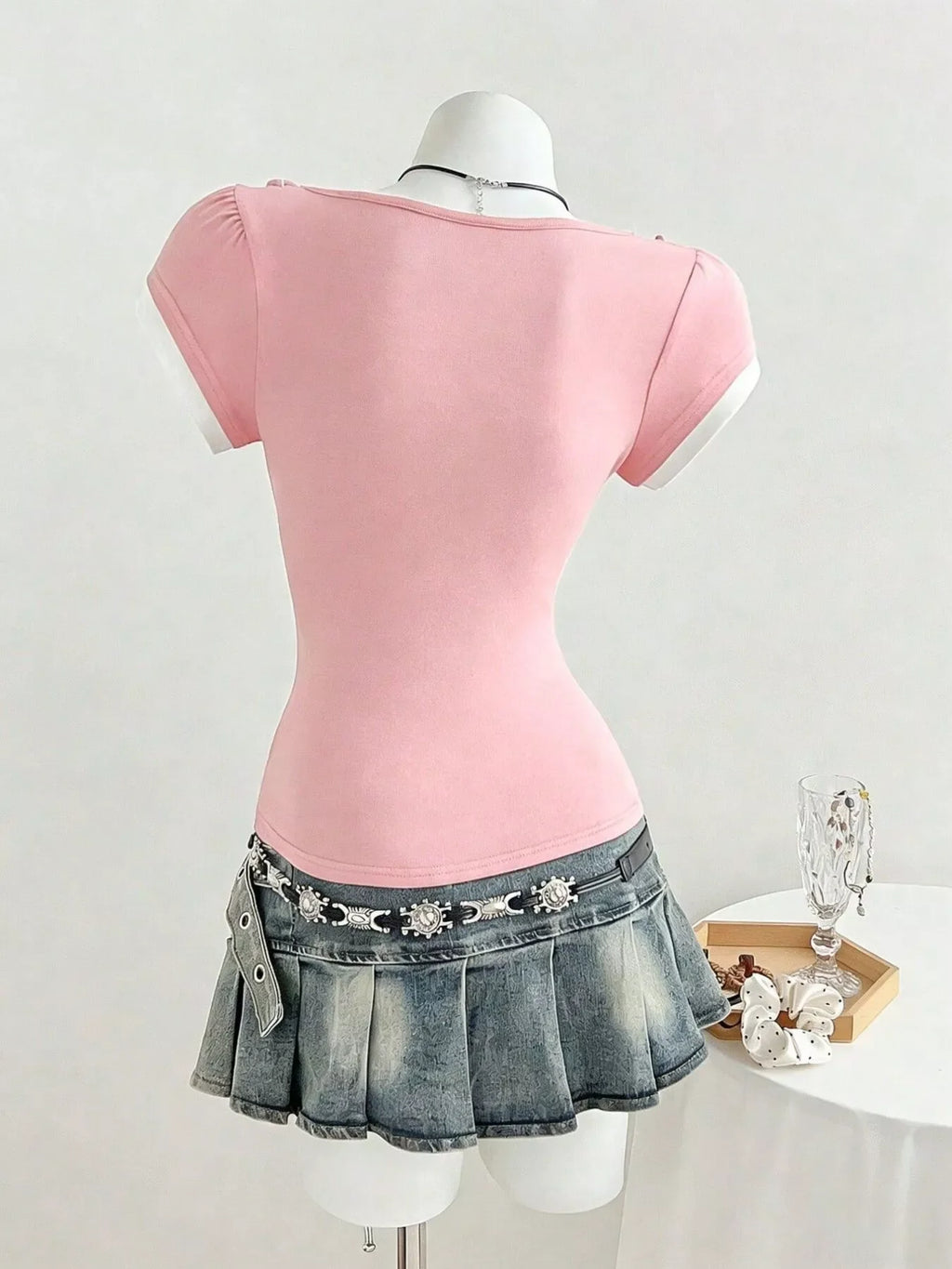 Frill Cap Sleeve Slim Fit T-Shirt