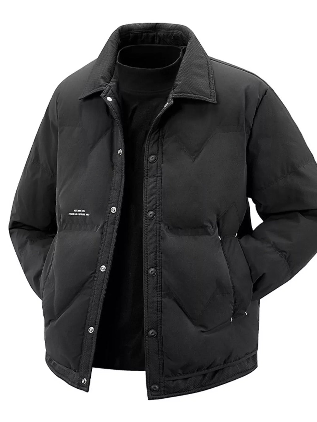 Men's Plus Size Snap-Down Padded Winter Coat