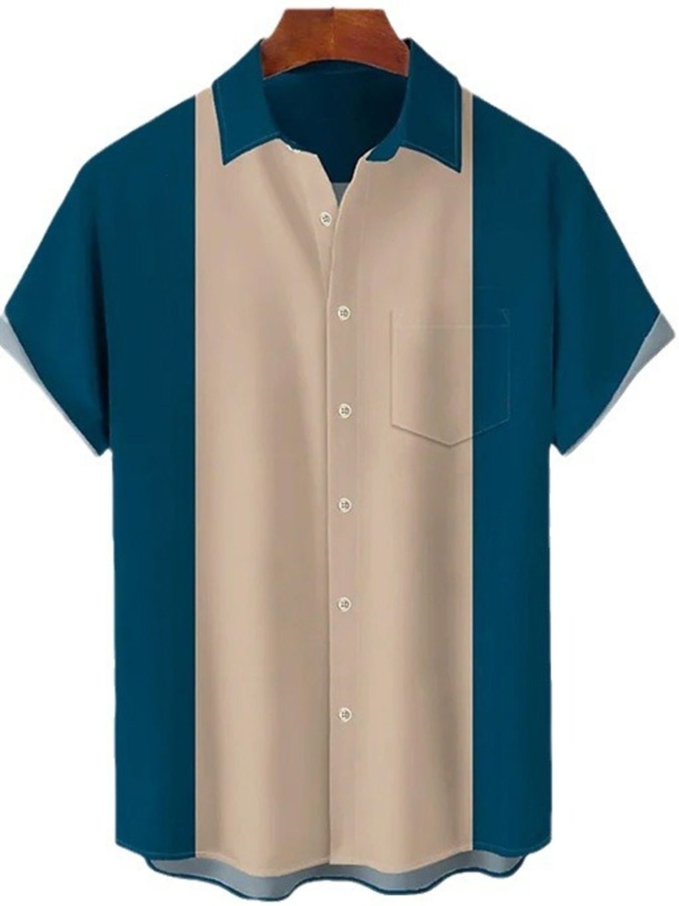 Men's Full Size Color Block Short Sleeve Shirt Plus Size