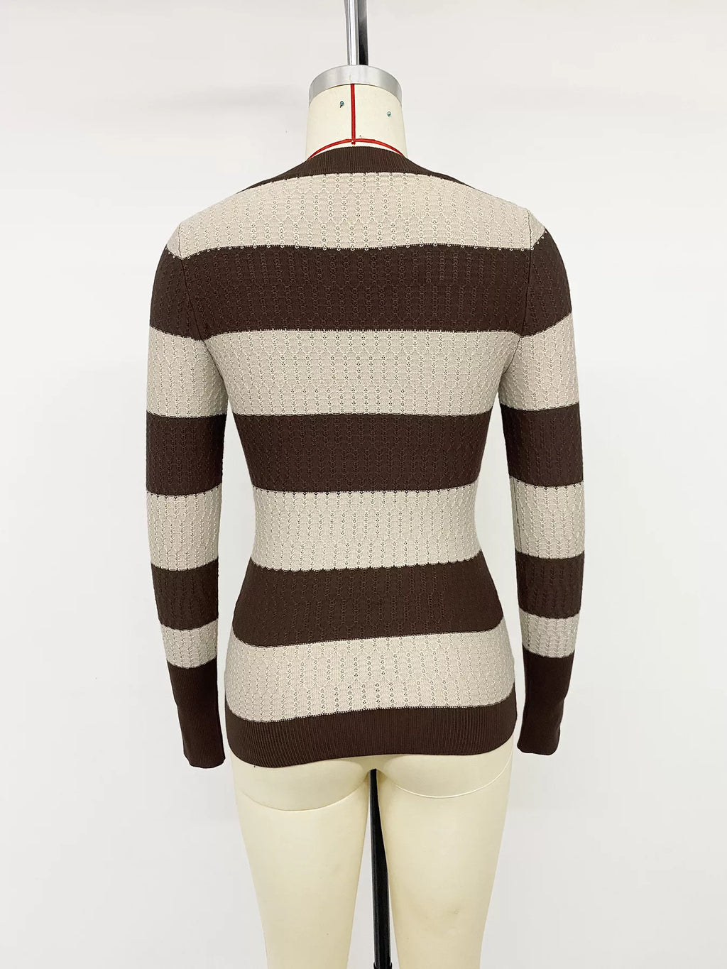 Striped V-Neck Knit Top