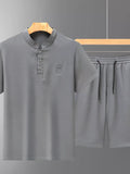 Men's Plus Size Casual Breathable Short Sleeve Shirt & Shorts Set