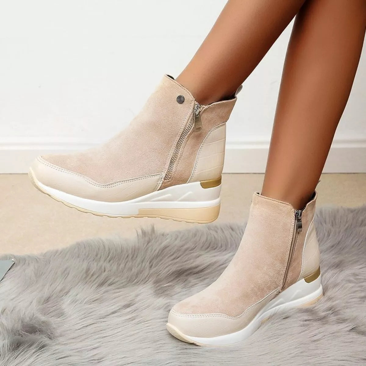Side Zipper Ankle Boots