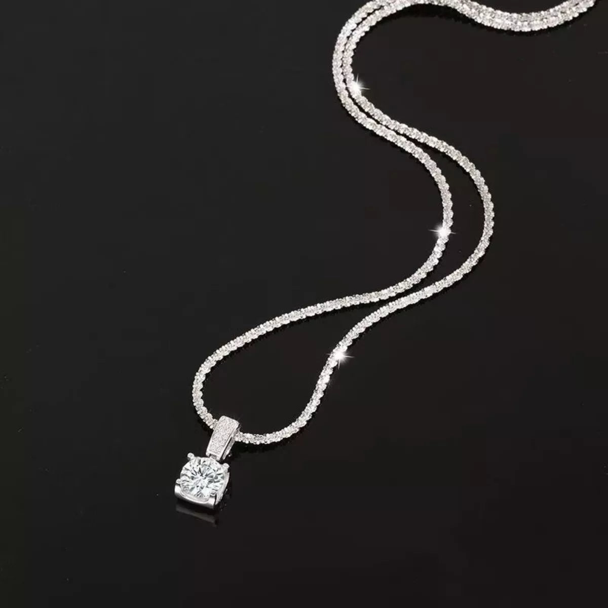 1 Carat 925 Sterling Silver Moissanite Necklace
