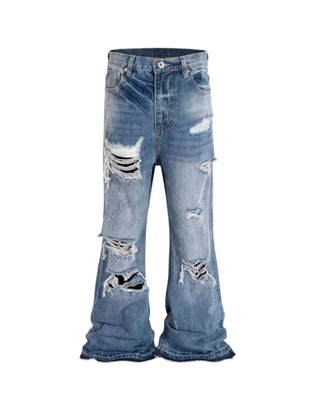 Men's Full Size Distressed Wide Leg Jeans Plus Size